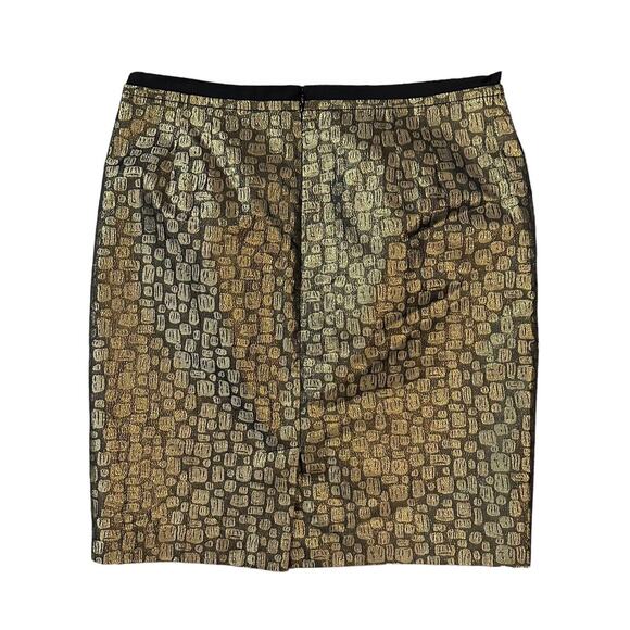 LOFT Skirt Womens Size 8 Petite Gold Metallic Straight Pencil Skirt Lined Zip Up - Picture 2 of 9